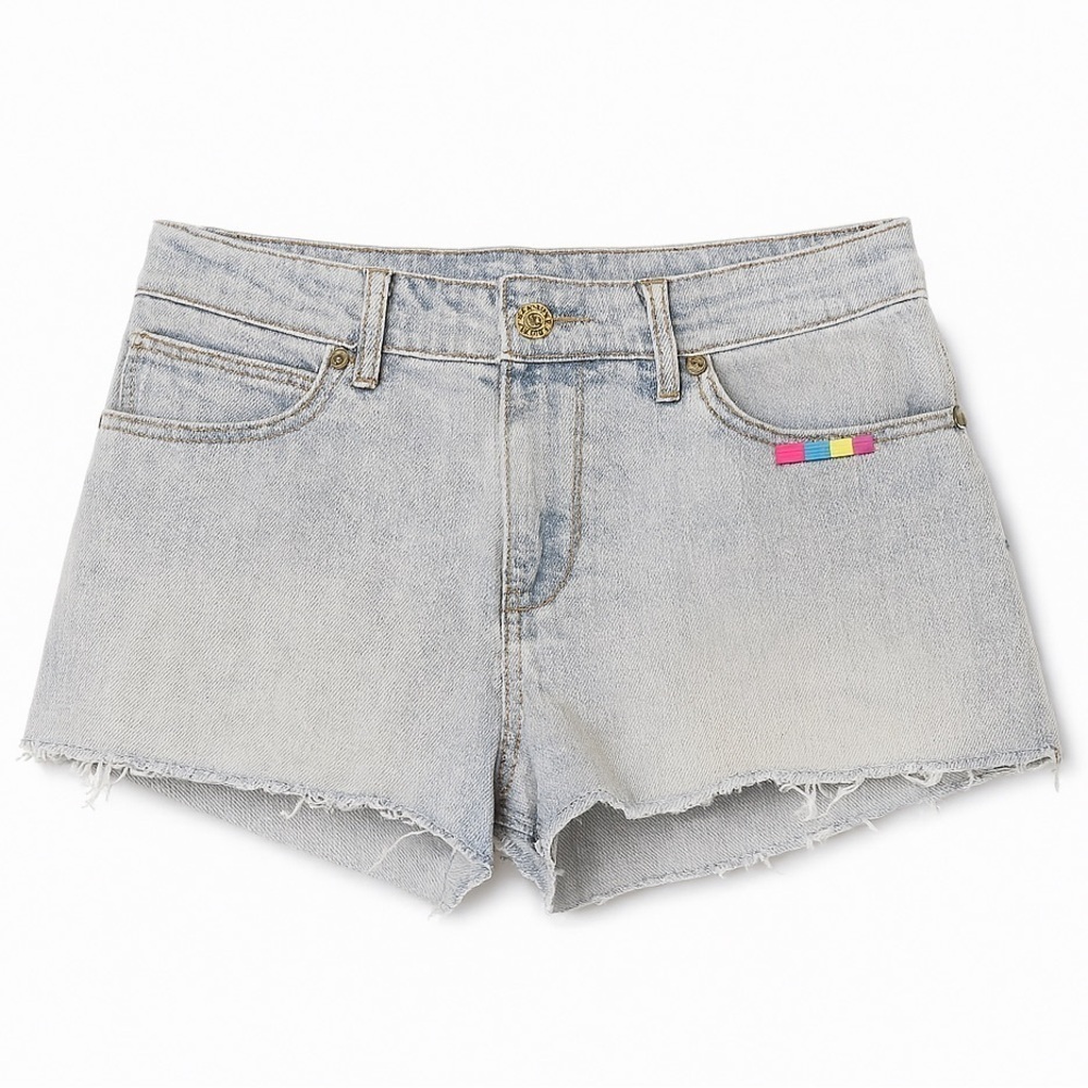 Levi’s Women’s Sz 5 Juniors Denim Cutoff Shorts Light Wash W Rainbow Embroidery
